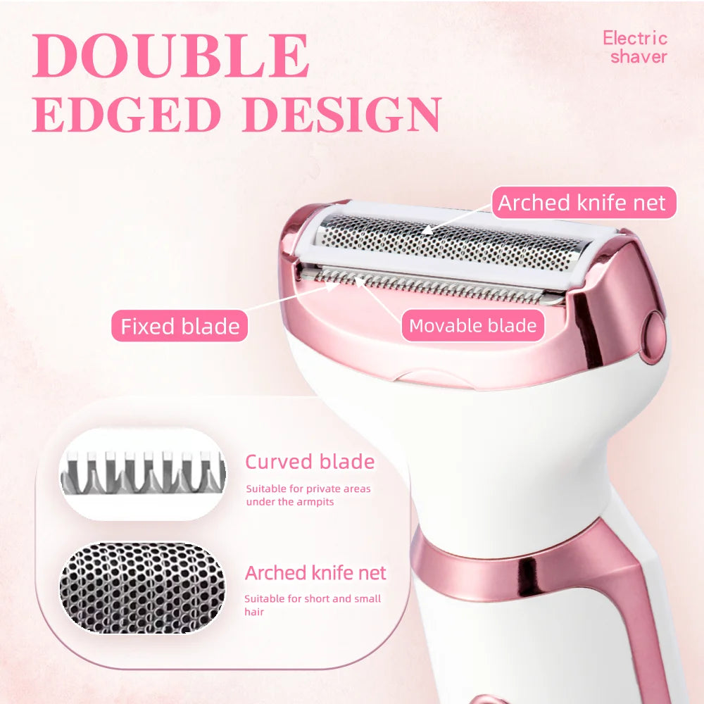 Afeitadora Eléctrica 4 en 1 para Mujer | Depiladora Inalámbrica Indolora, Cuerpo, Cara, Axilas y Bikini