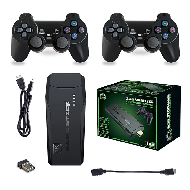 Consola Retro Game Stick 4K | 20,000 Juegos, 2 Controles Inalámbricos, Plug & Play, PS1/GBA