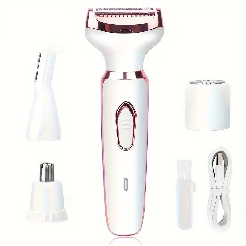 Afeitadora Eléctrica 4 en 1 para Mujer | Depiladora Inalámbrica Indolora, Cuerpo, Cara, Axilas y Bikini